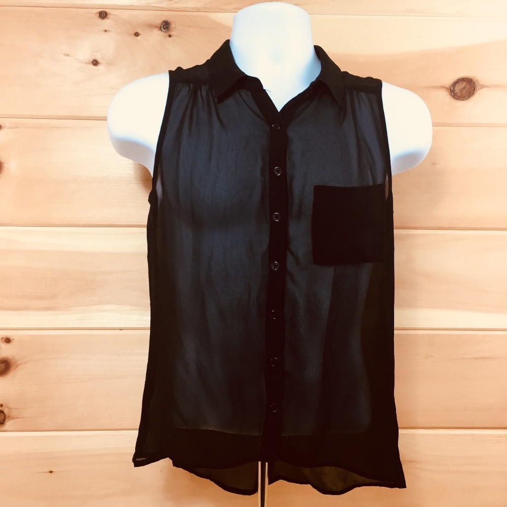 Six Degrees Of Separation Sheer Black Collar Tank